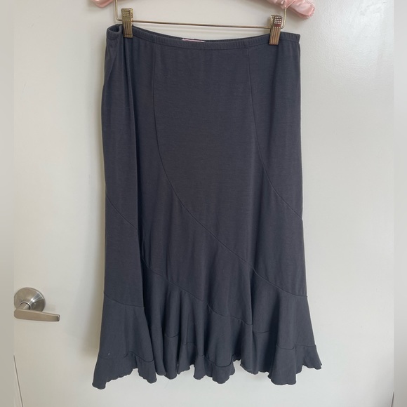 dark grey midi asymmetrical stitching skirt💕 - Picture 1 of 4